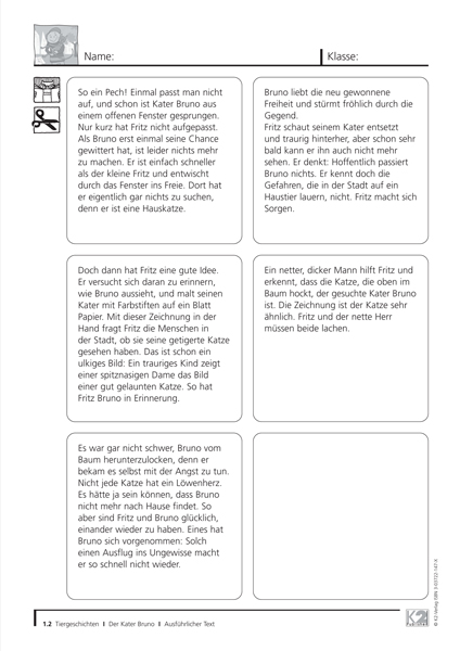 Tiergeschichten Sprach- und Lesematerial PDF