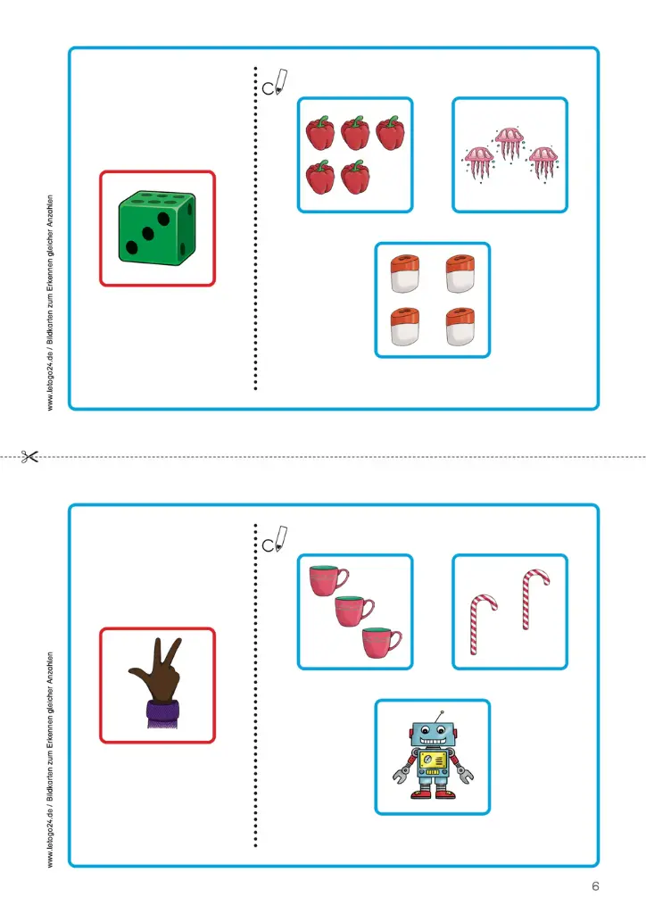 Bildkarten zum Erkennen gleicher Anzahlen PDF