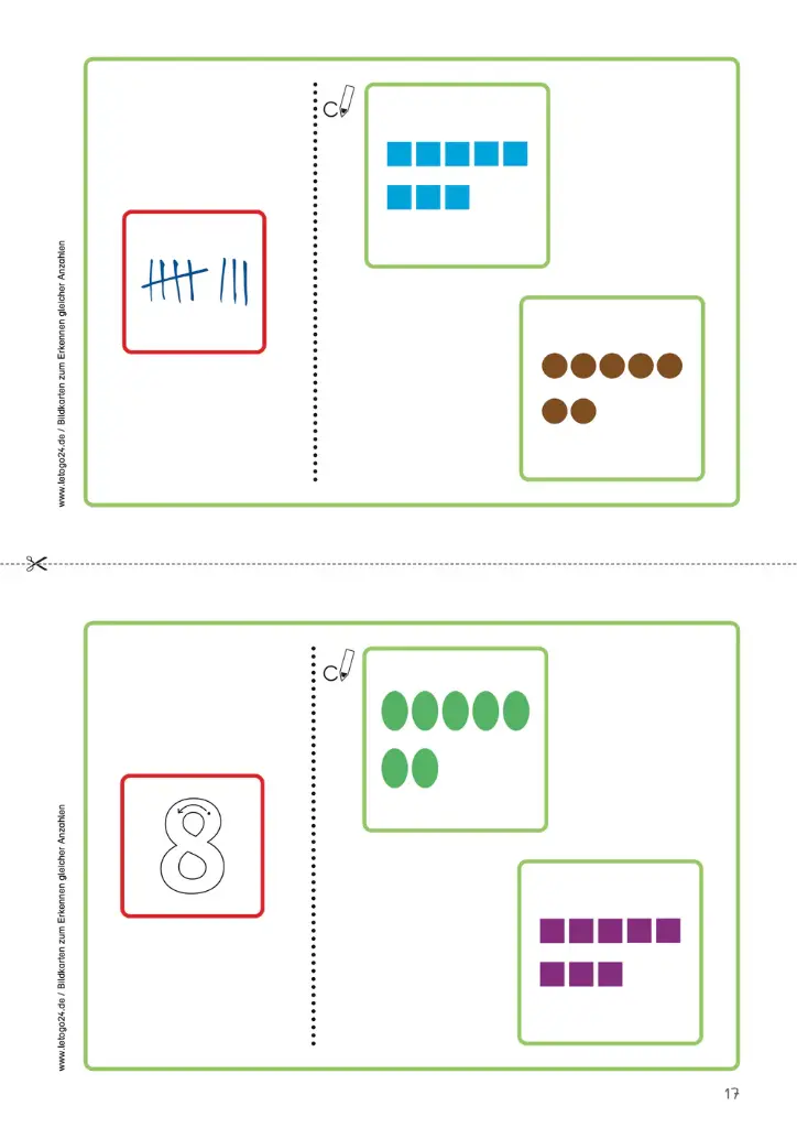 Bildkarten zum Erkennen gleicher Anzahlen PDF