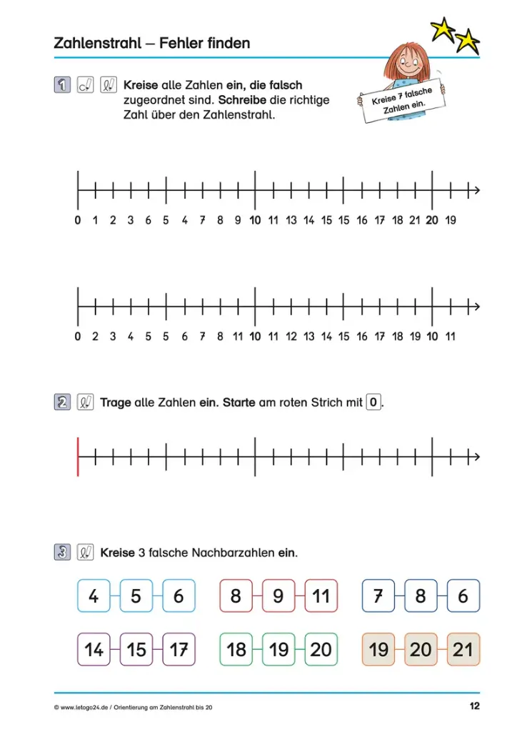 Orientierung am Zahlenstrahl bis 20