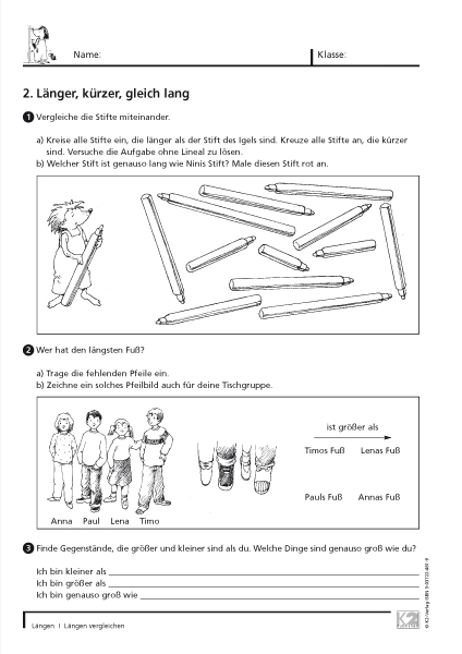 Längen Kopiervorlagen PDF