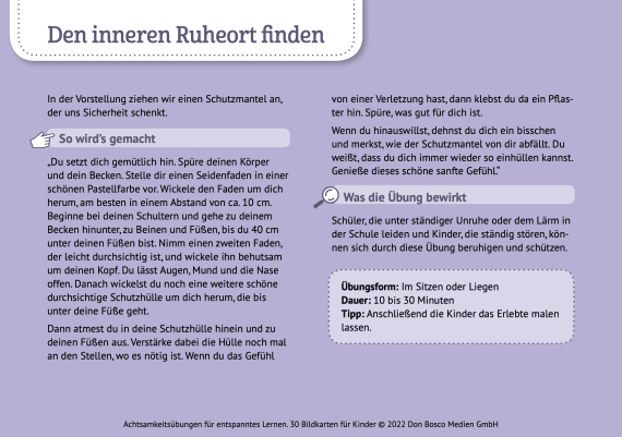 Achtsamkeitsübungen für entspanntes Lernen. 30 Bildkarten für Kinder