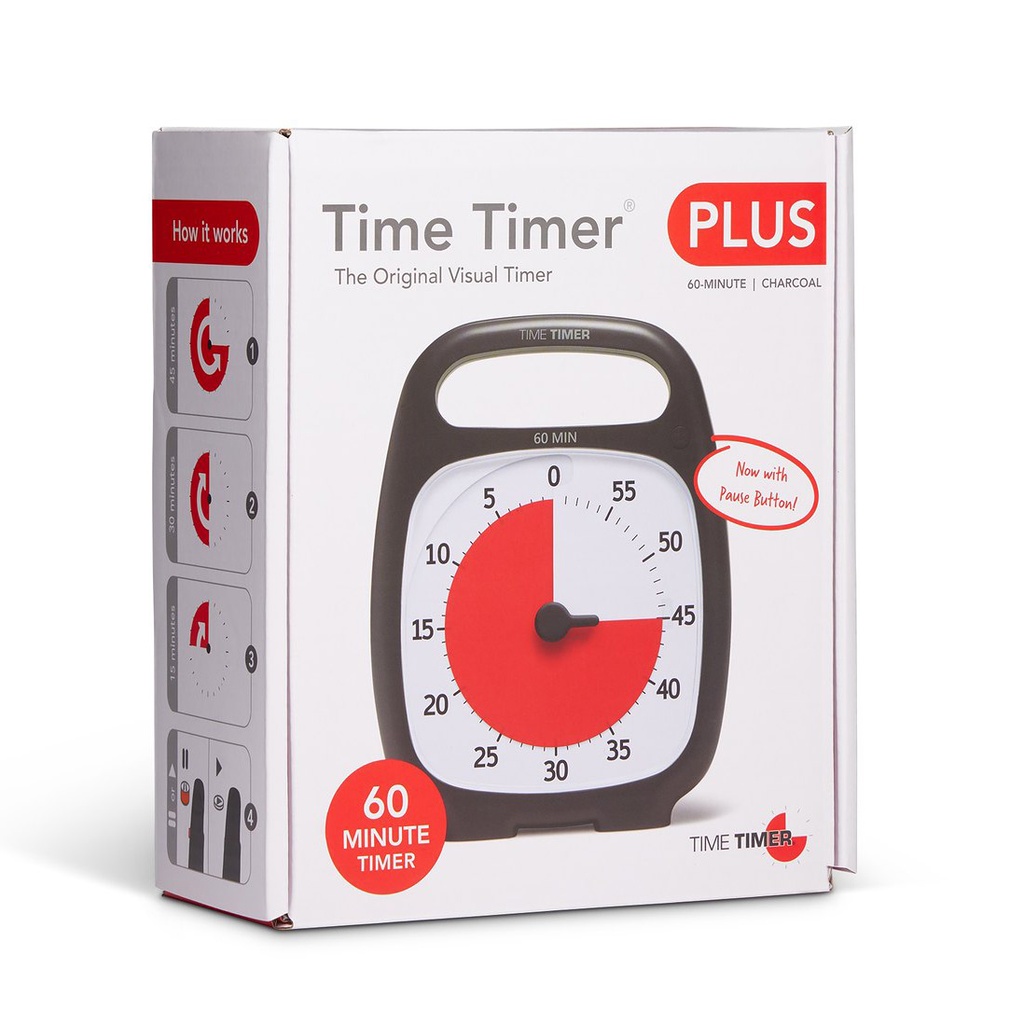 TimeTimer® PLUS schwarz 14 x 18 cm mit Pausenfunktion