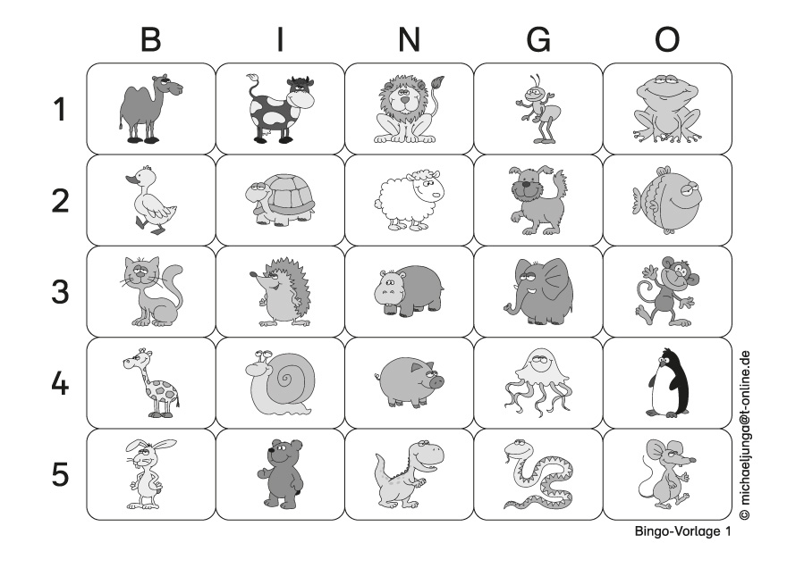 Lern-BINGO 24 Schmunzeltiere PDF