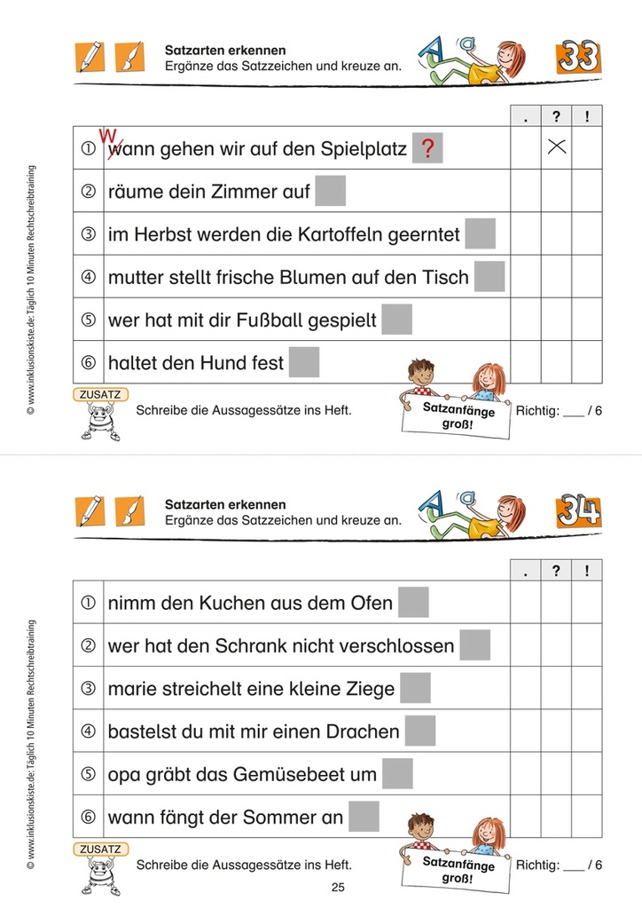 Rechtschreibtraining  Satzanfang PDF