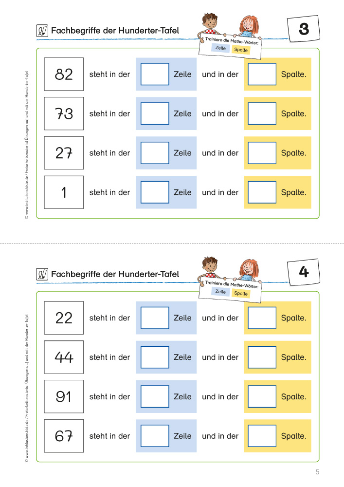 Übungen auf und mit der Hunderter-Tafel PDF