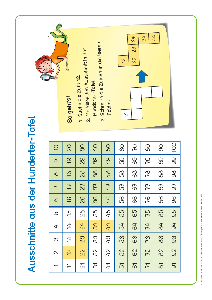 Übungen auf und mit der Hunderter-Tafel PDF