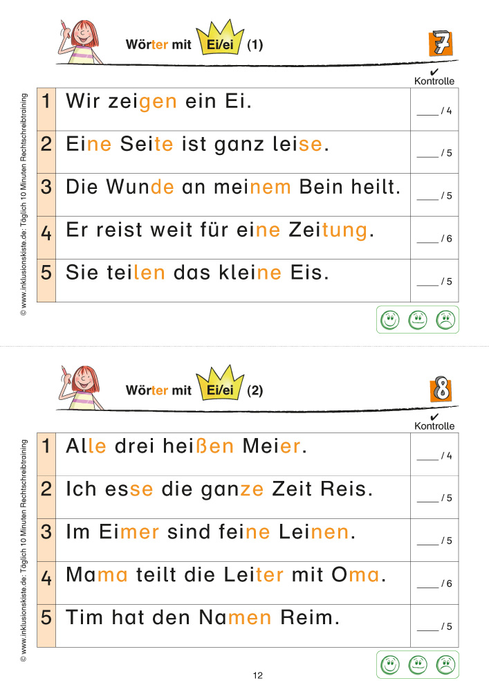 Rechtschreibtraining Satz des Tages (Klasse 1/2) E-Book