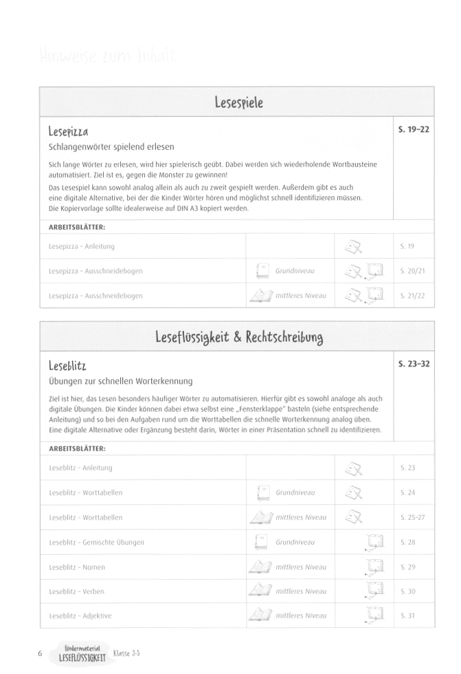 Fördermaterial Leseflüssigkeit  Klasse 3-5