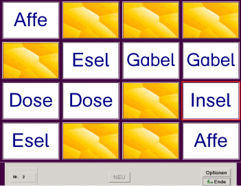 Memory - hier mit Wörtern