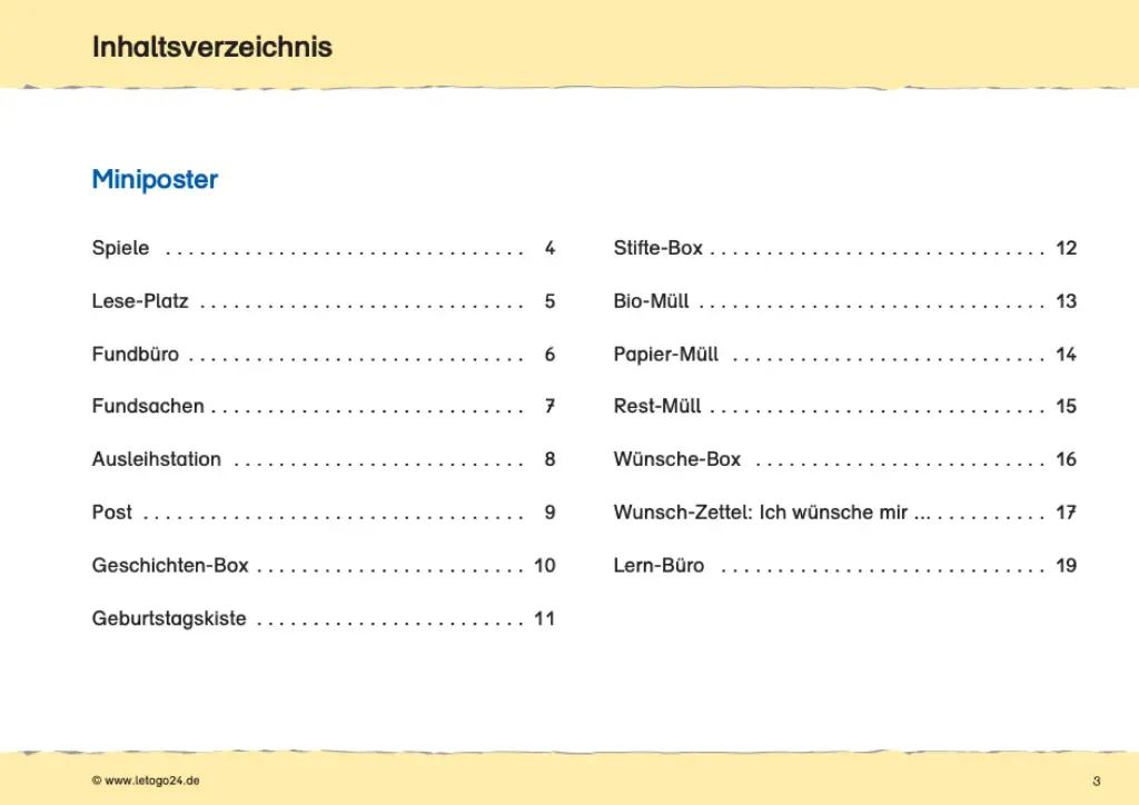 Miniposter Organisation im Klassenzimmer PDF 