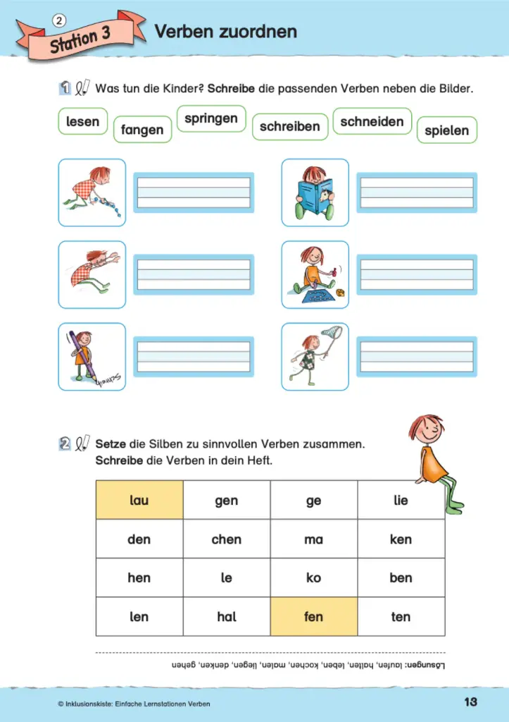 Einfache Lernstationen: Verben PDF
