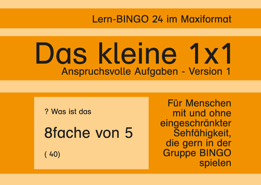 Lern-BINGO 1x1 Anspruchsvolle Aufgaben 1 PDF