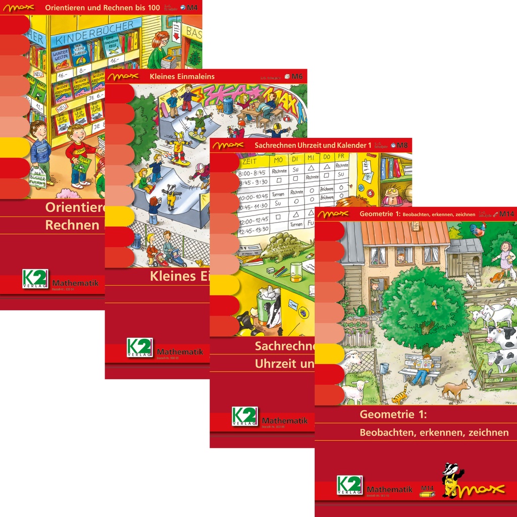 Max Paket Rechnen bis 100 (4 Mappen + Lerngerät)