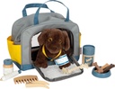 Hund mit Tasche und Pflege-Set